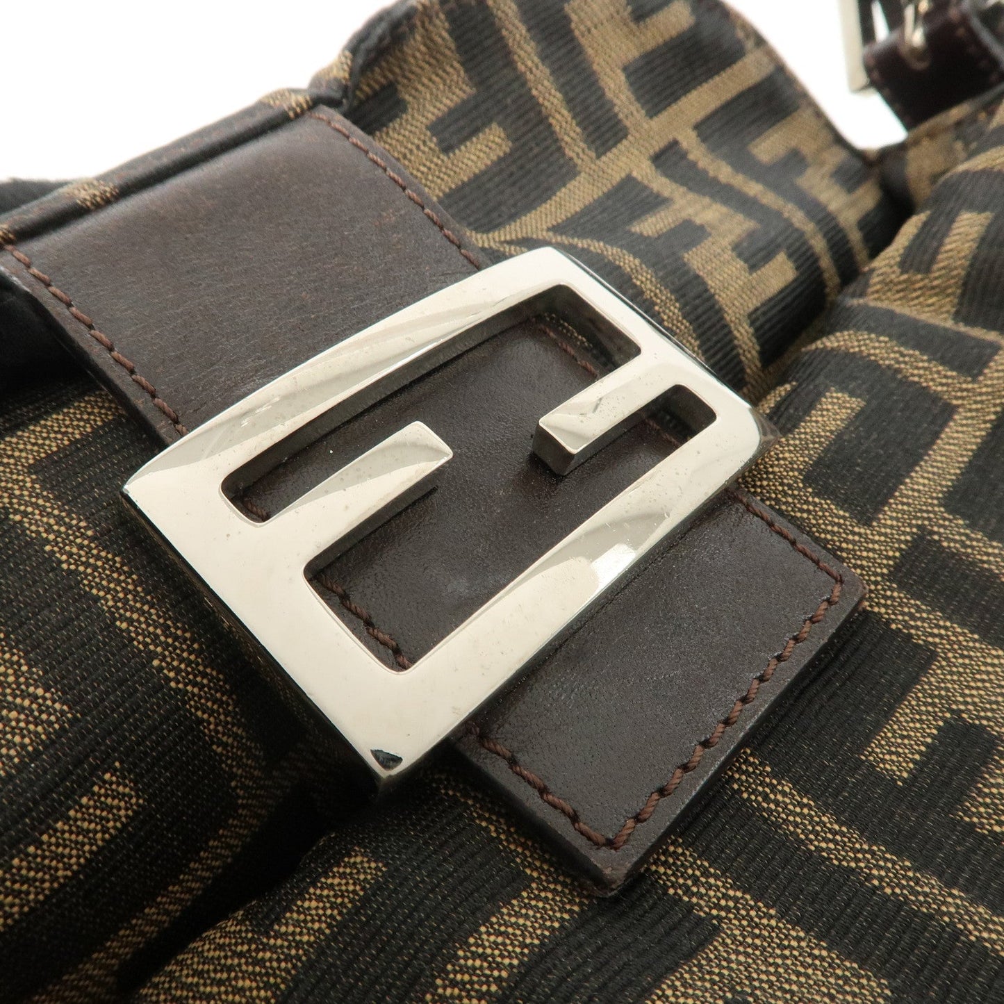 FENDI Zucca Canvas Leather Shoulder Bag Hand Bag 26423 F/S