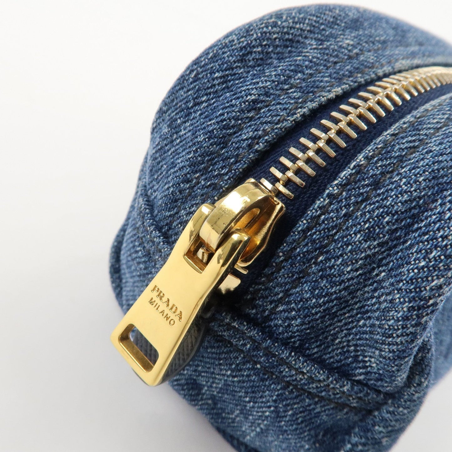 PRADA Logo Canvas Leather Pouch Cosmetic Pouch Blue 1NA175