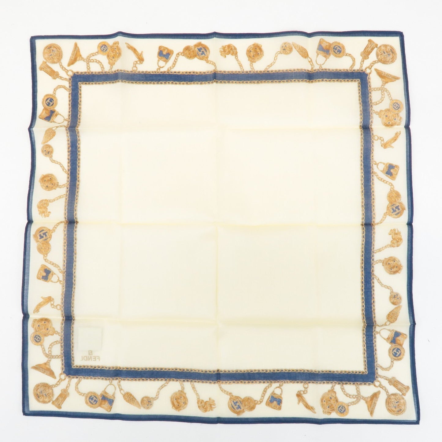 FENDI Set of 5 Cotton 100% Handkerchief Pink Navy Red White