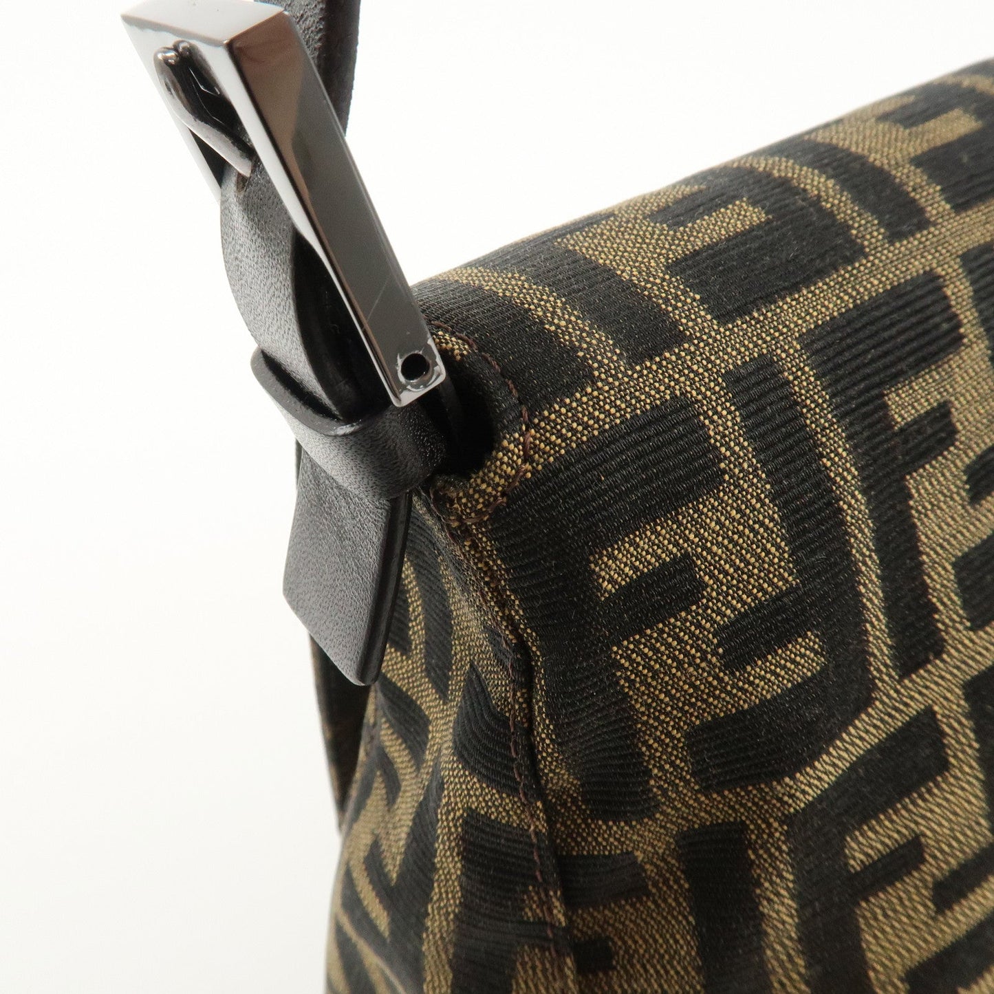 FENDI Mamma Baguette Zucca Canvas Leather Shoulder Bag 8BR001