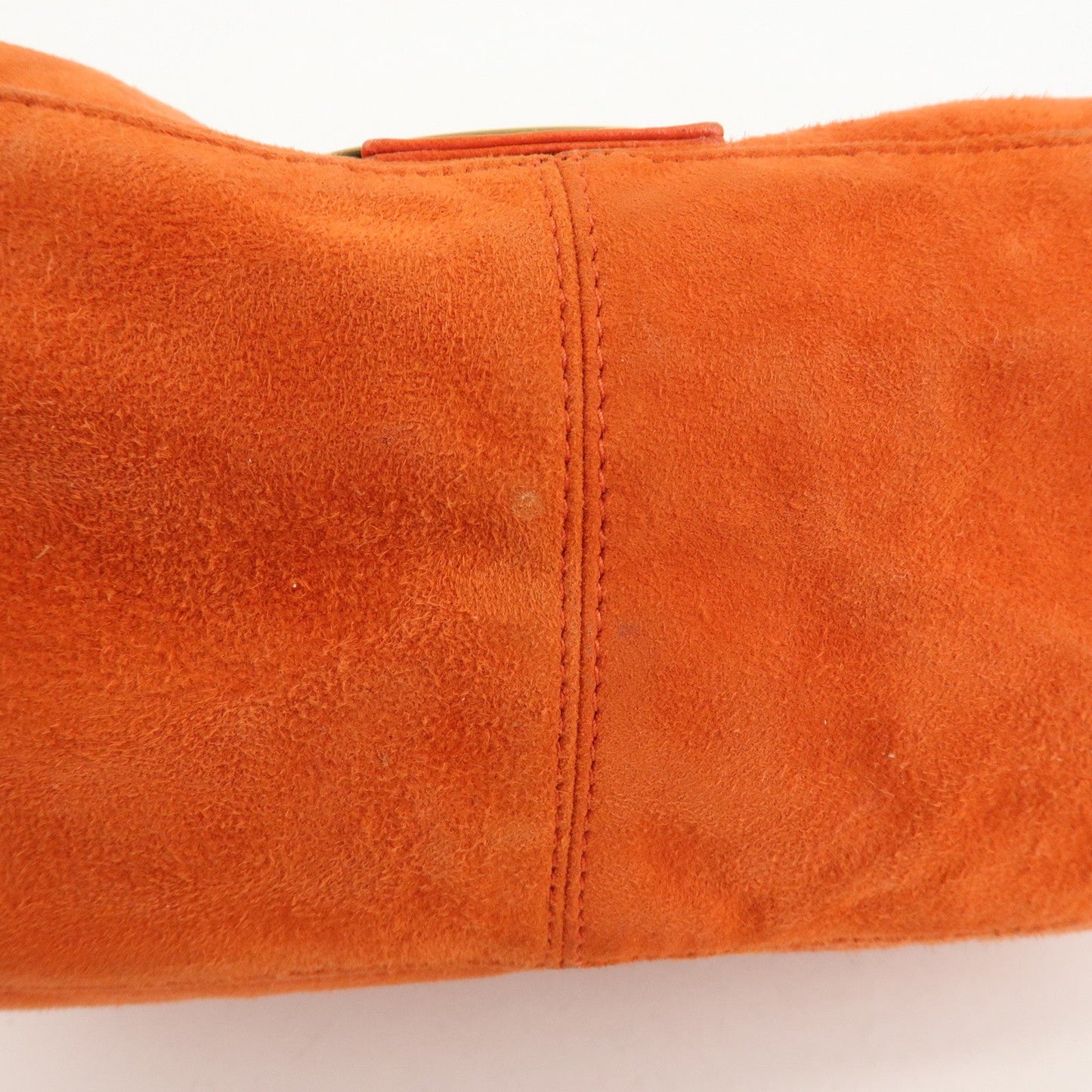 FENDI Mamma Baguette Suede Leather Shoulder Bag Orange 26325