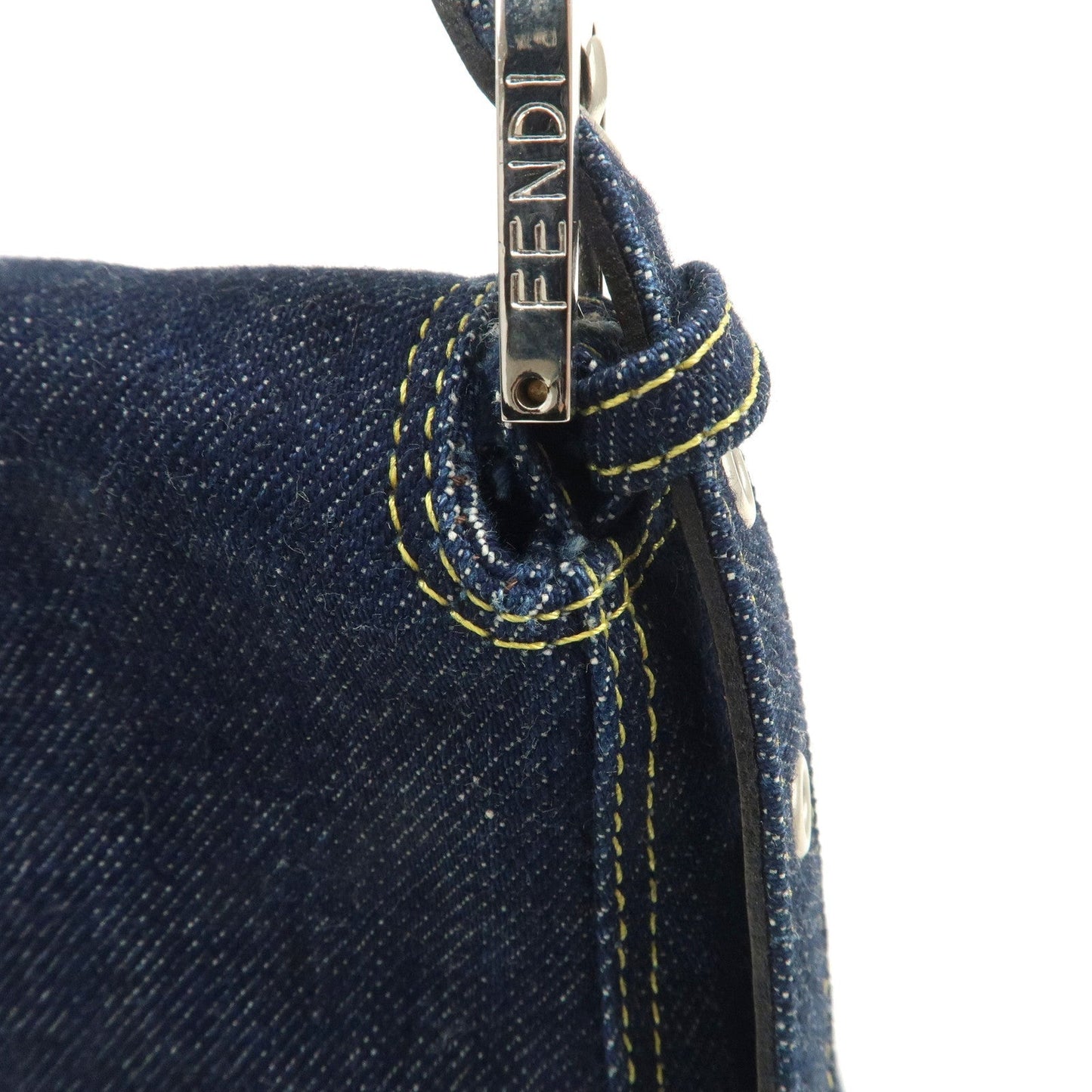 FENDI Denim Leather Mamma Baguette Shoulder Bag 26325