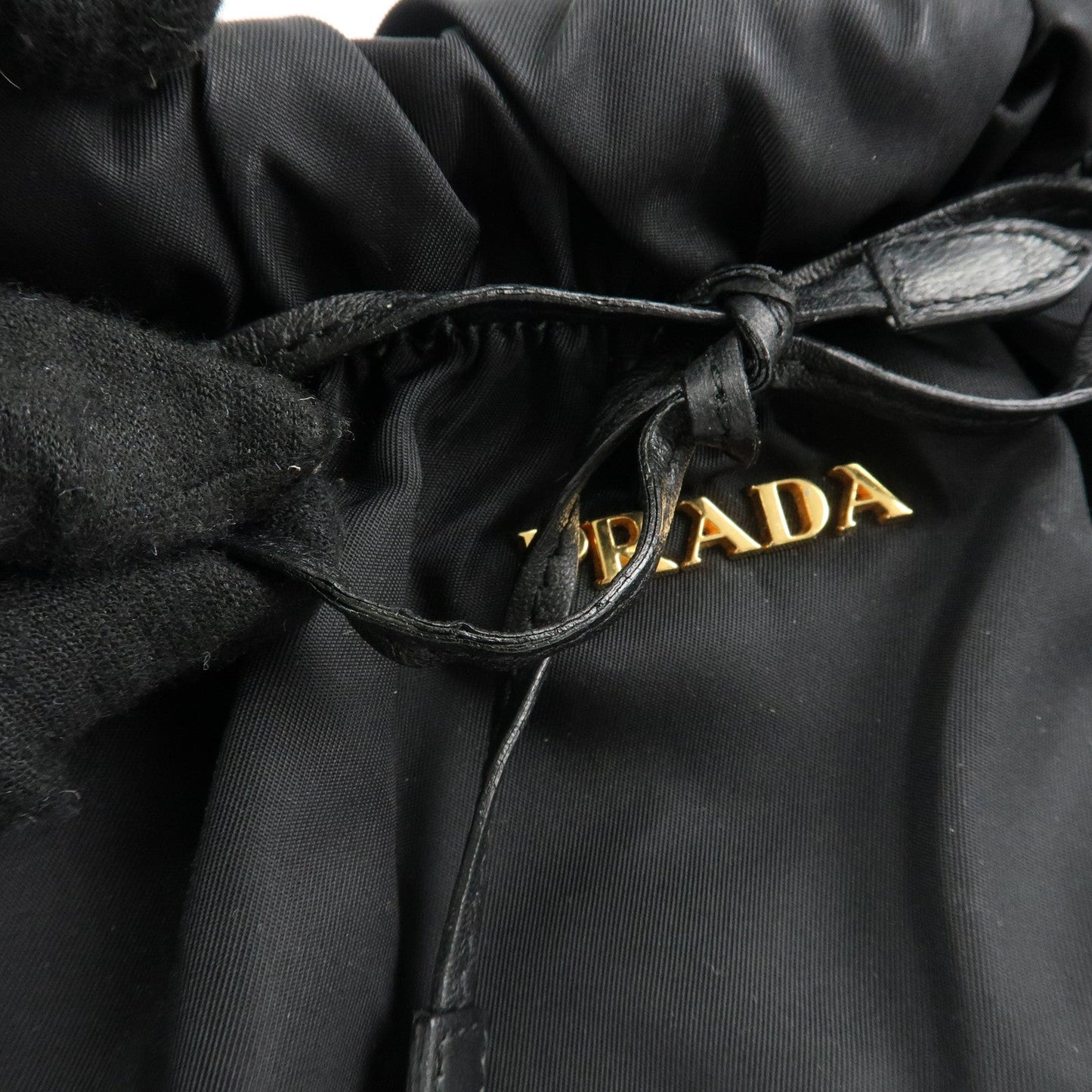 PRADA Nylon Leather Ribbon 2Way Shoulder Bag Black BN1631