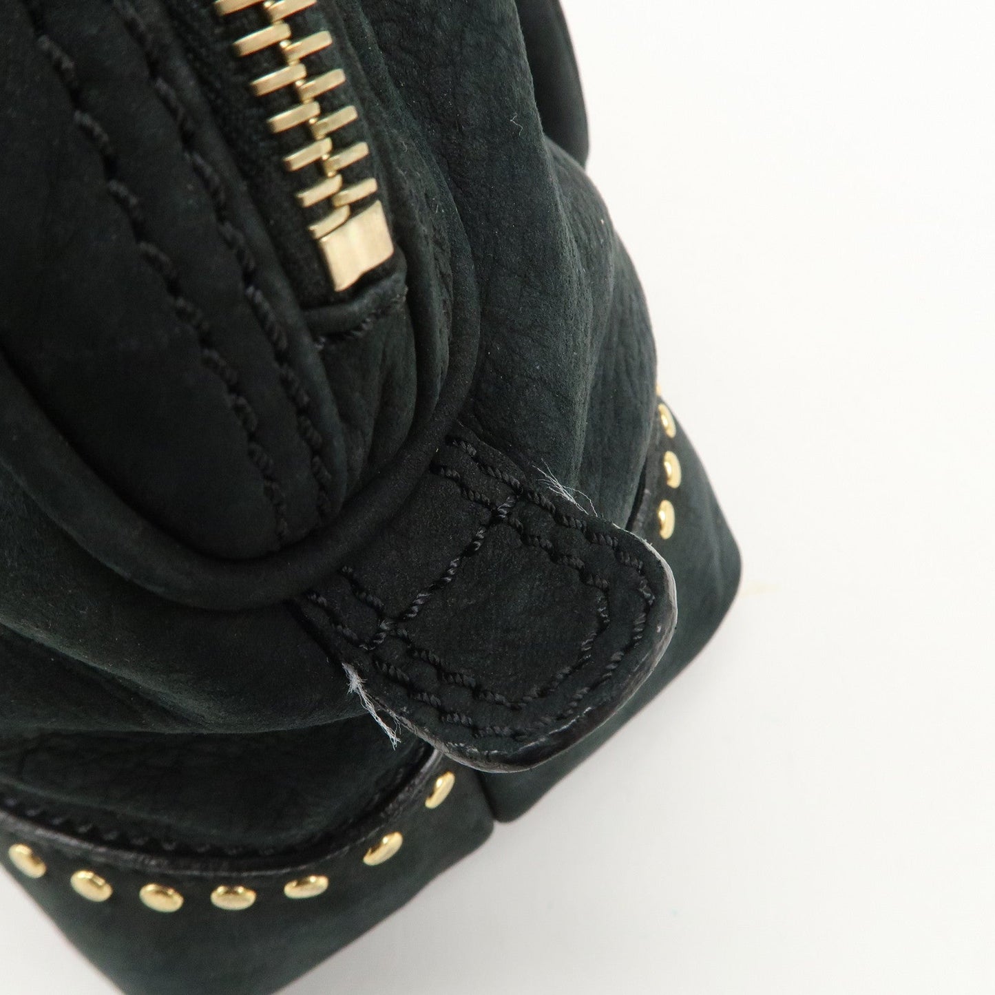 FENDI Suede Studs Mini Boston Bag Black 8BL076