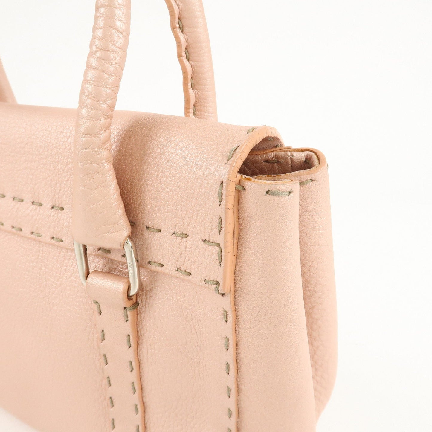 FENDI Selleria Leather Mini Linda Hand Bag Pink 8BR486