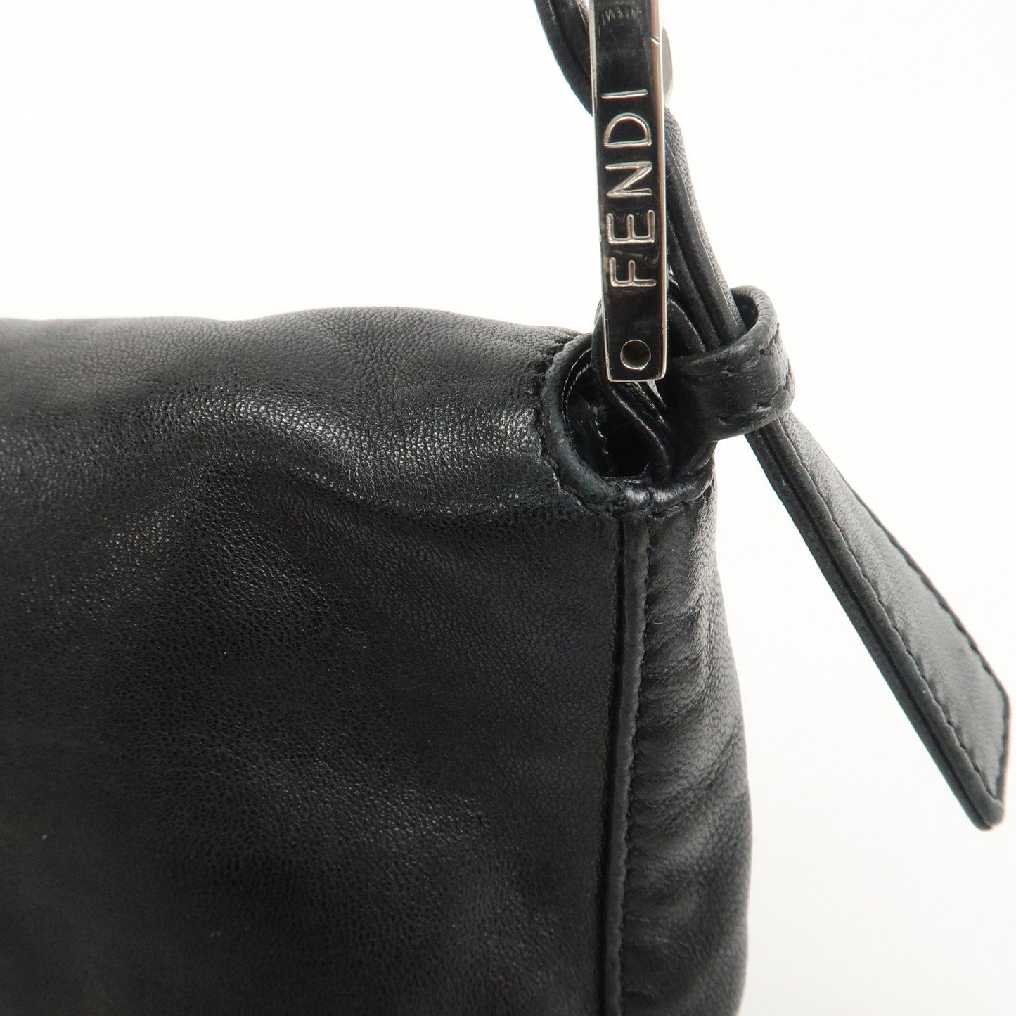 FENDI  Mamma Baguette Leather Shoulder Bag Hand Bag Black 26424