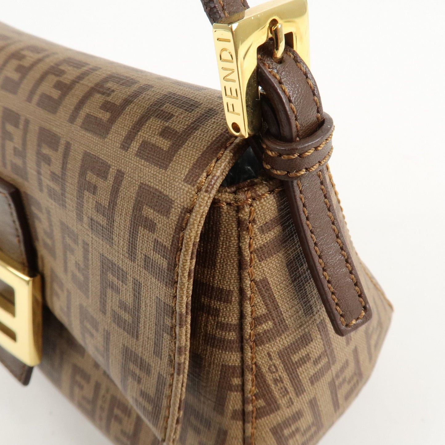 FENDI Zucchino Mini Mamma Baguette PVC Leather Hand Bag 8BR180