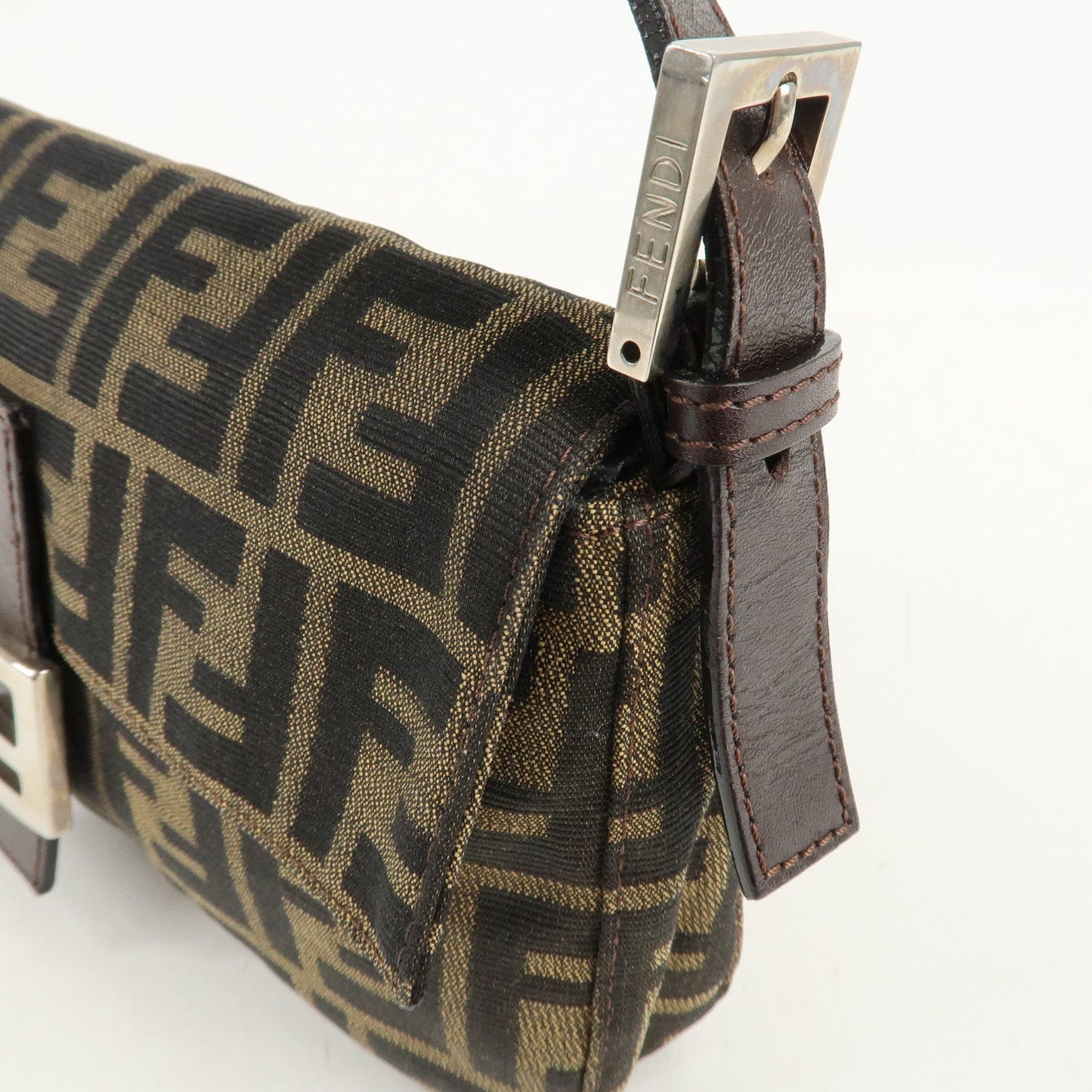 FENDI Zucca Mamma Buguette Canvas Shoulder Bag Brown Black 26424
