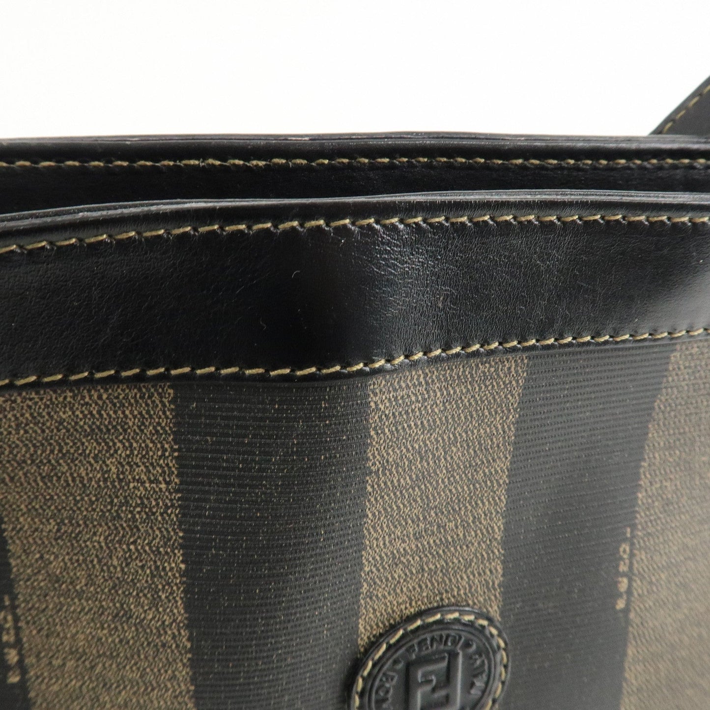 FENDI Pequin PVC Leather Shoulder Bag Black Brown 11644