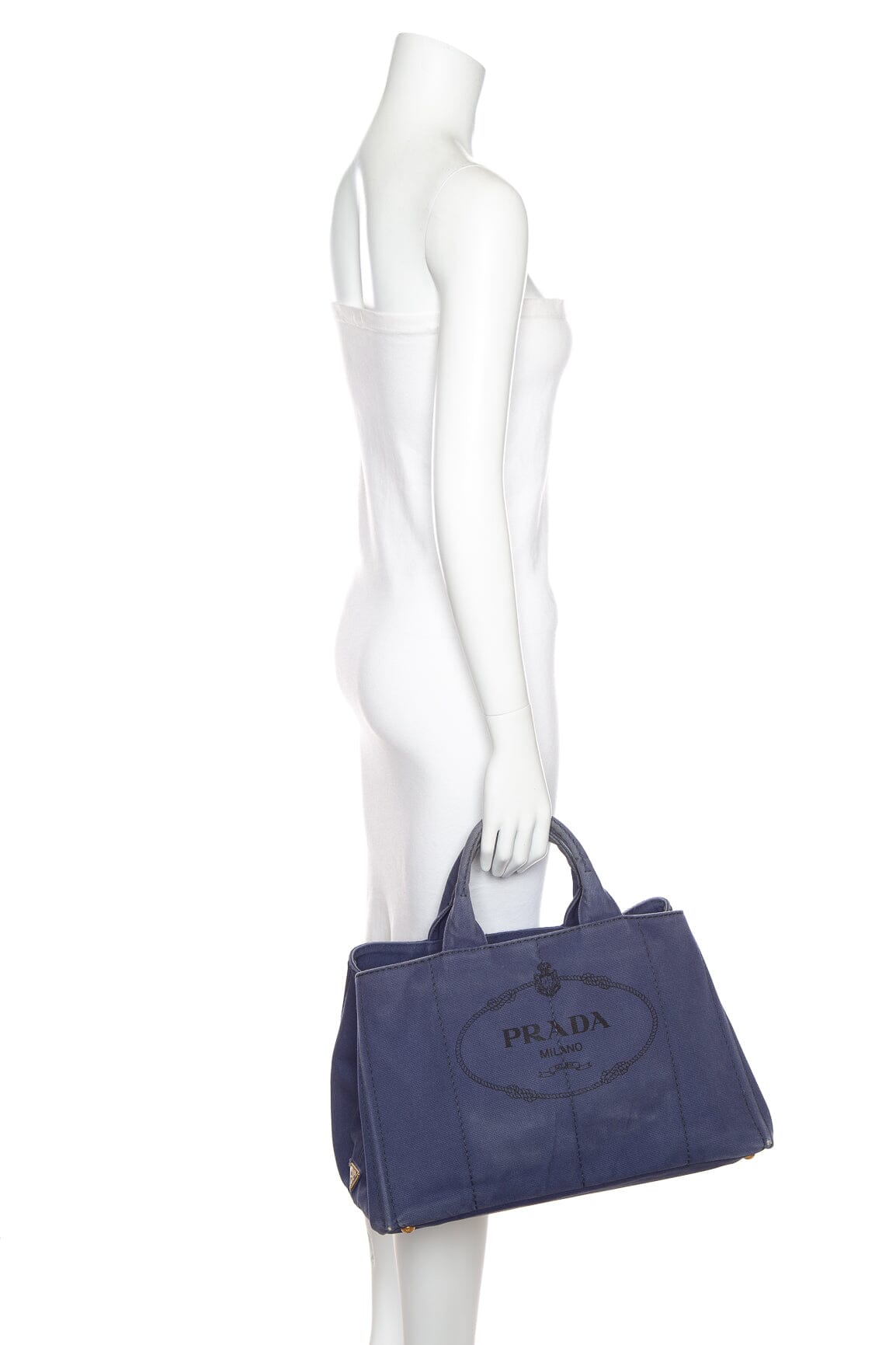 Prada  Blue Canvas Canapa Tote