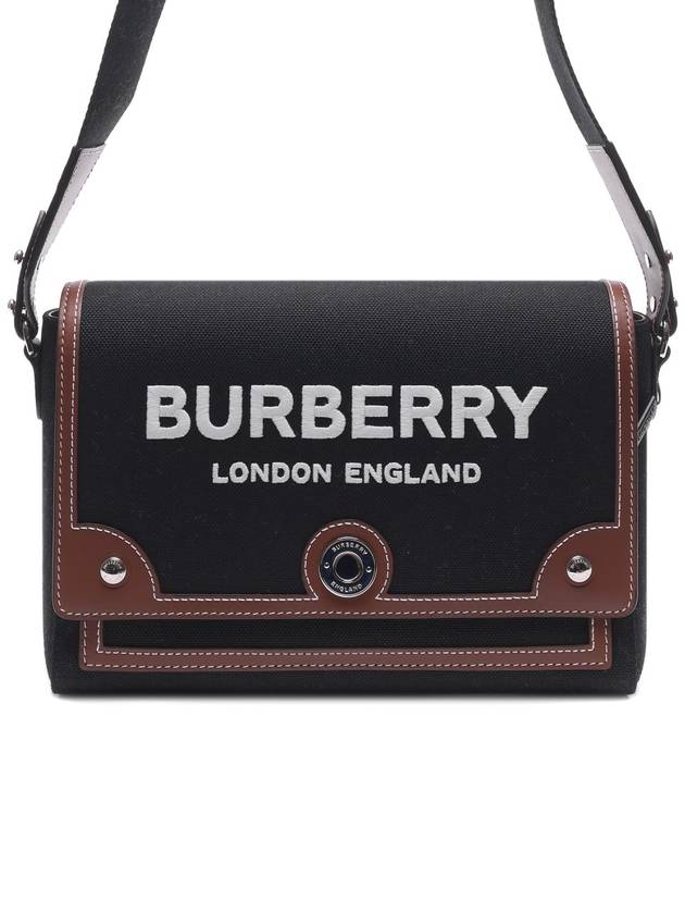Luxury Burberry Horseferry Motif Canvas Note Crossbody Bag Black