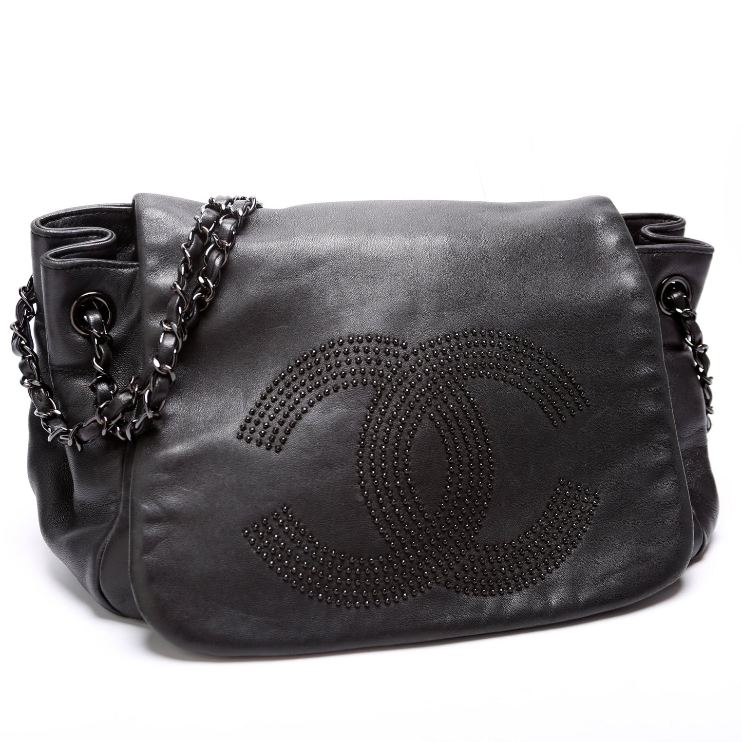 Chanel Studded CC Accordion Flap Lambskin 12M Bag