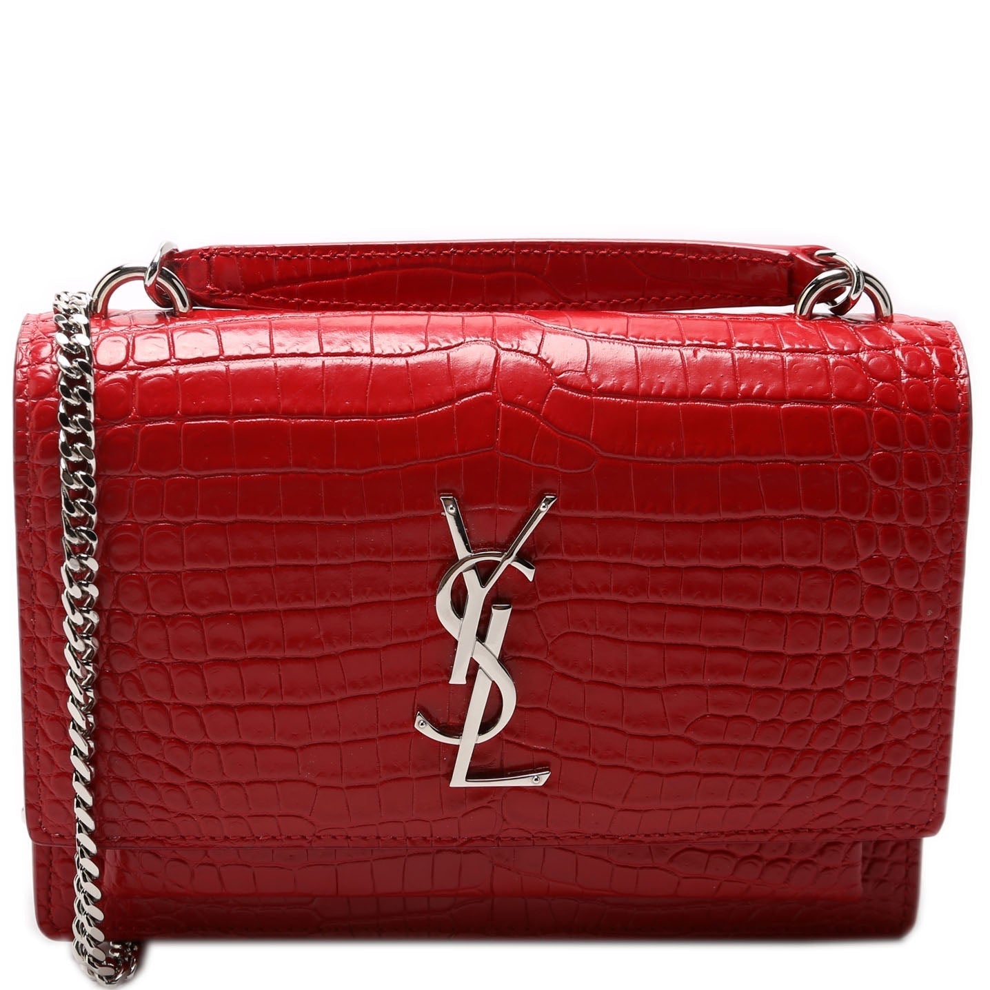 Saint Laurent Sunset Chain Wallet Crocodile Bag