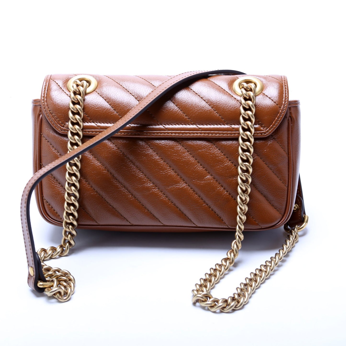 Gucci 446744 Marmont Diagonal Leather Shoulder Mini Flap Bag