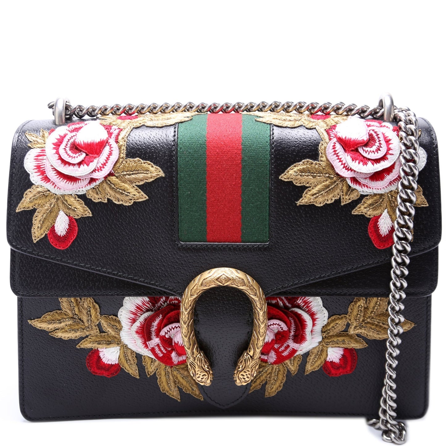 Gucci Dionysus Leather Floral Embroidered Shoulder Medium Bag