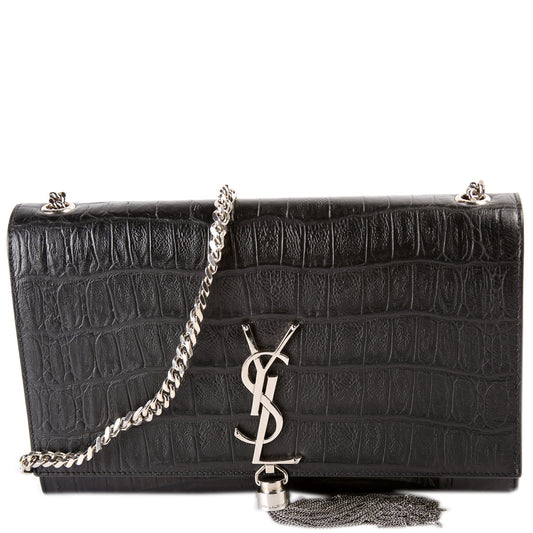 Saint Laurent Kate Tassel Satchel Medium Croc Embossed 354119 Bag
