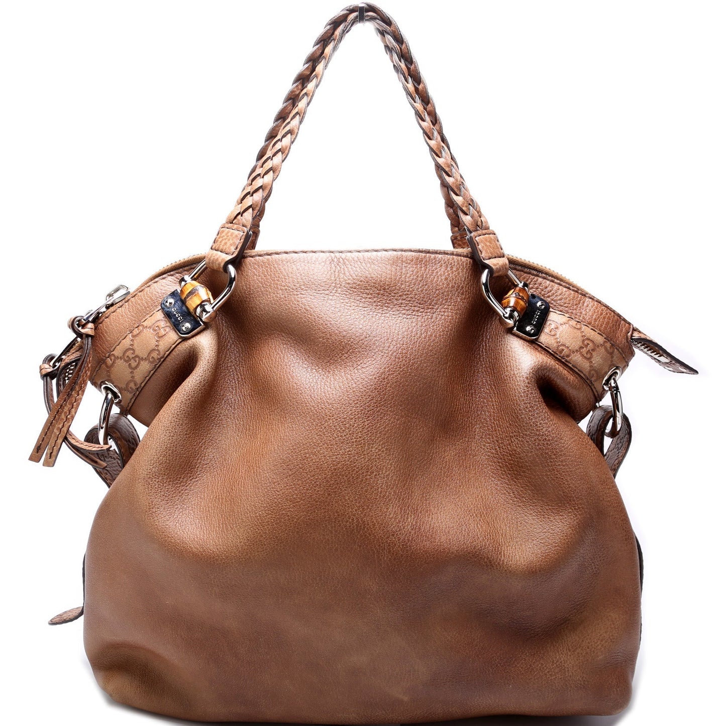 Gucci Bamboo Car Large Leather Shoulder Bag