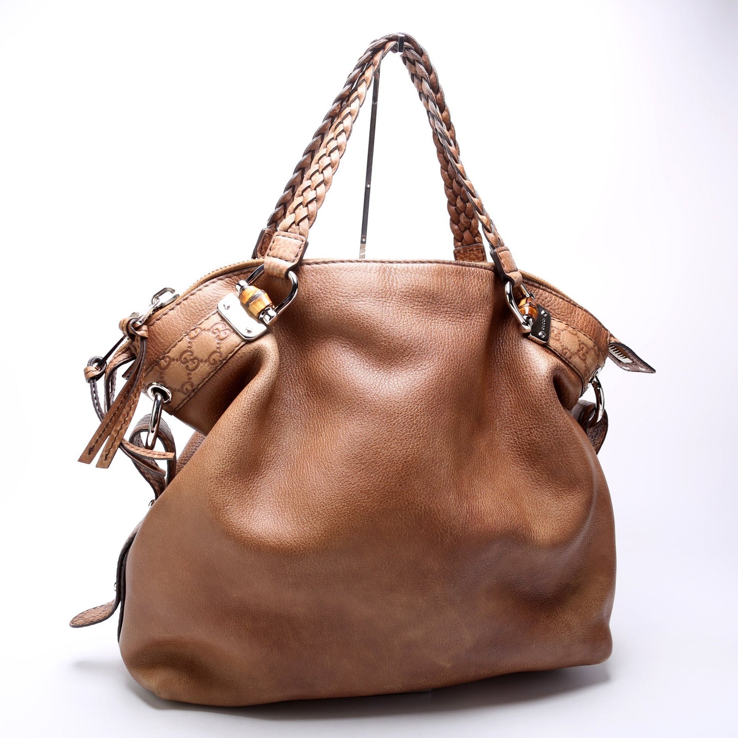 Gucci Bamboo Car Large Leather Shoulder Bag