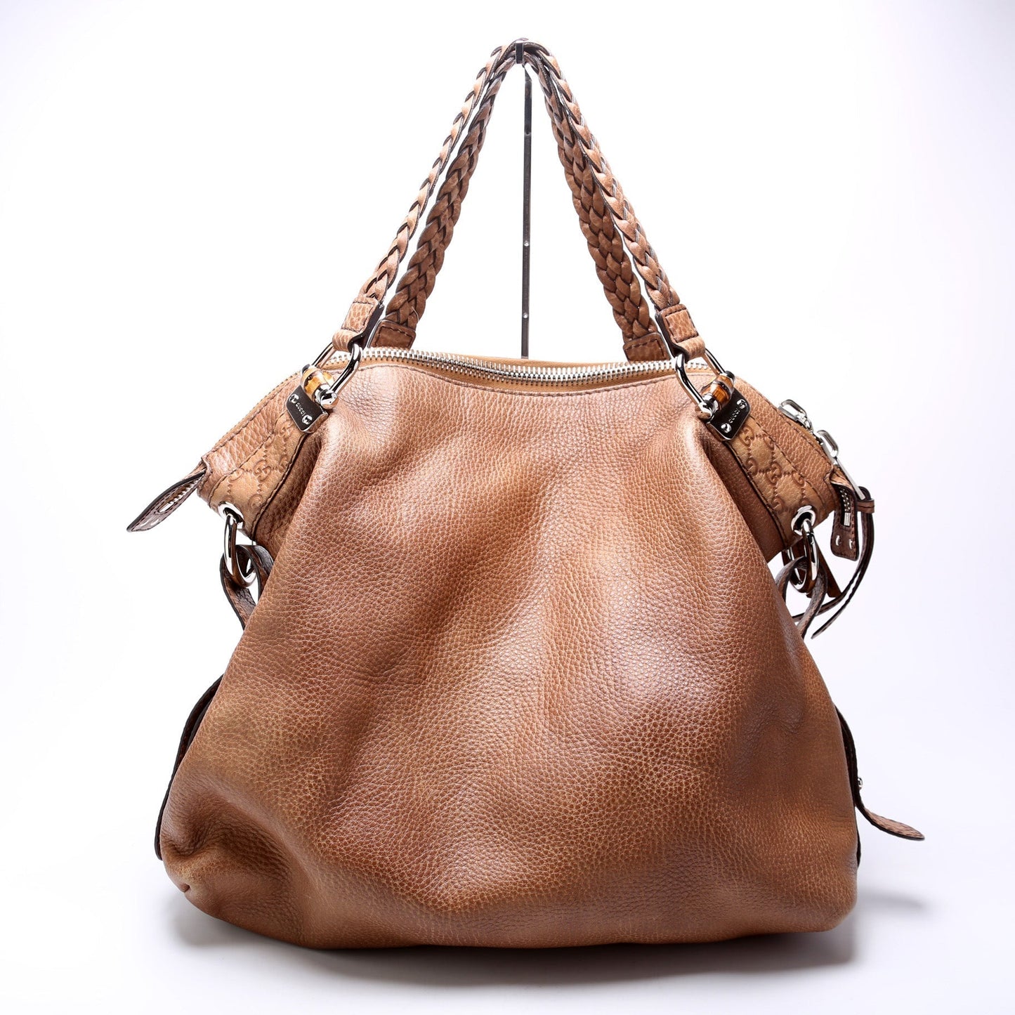 Gucci Bamboo Car Large Leather Shoulder Bag