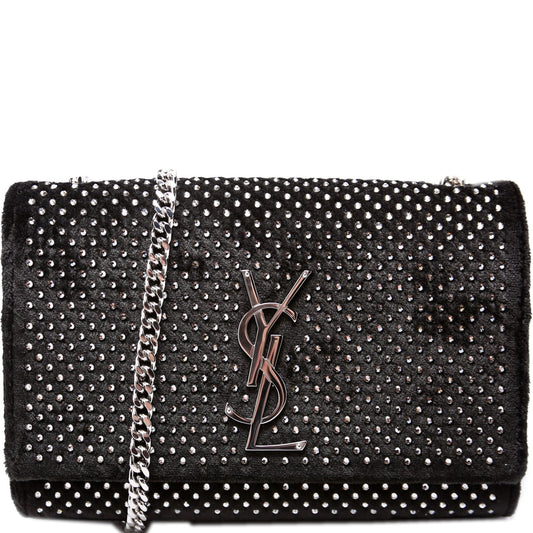 Saint Laurent Kate Satchel Small Velvet Rhinestone 471286 Bag