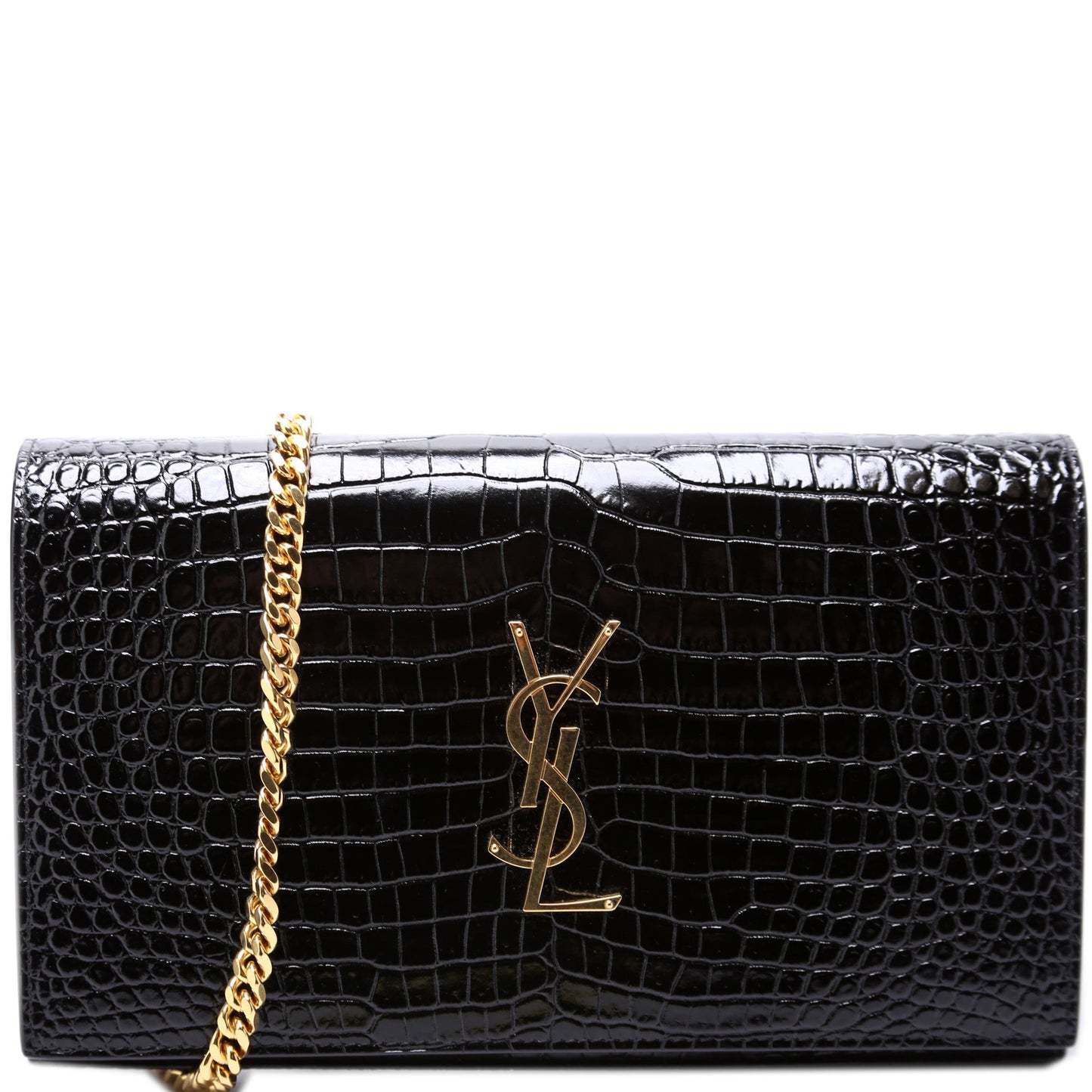 Saint Laurent Kate Chain Wallet Crocodile Bag