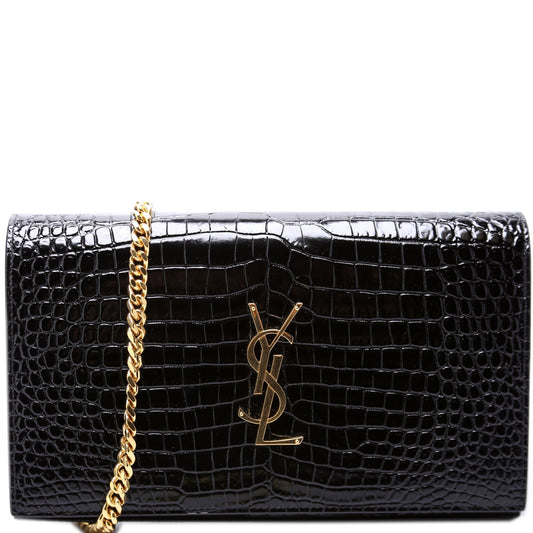Saint Laurent Kate Chain Wallet Crocodile Bag