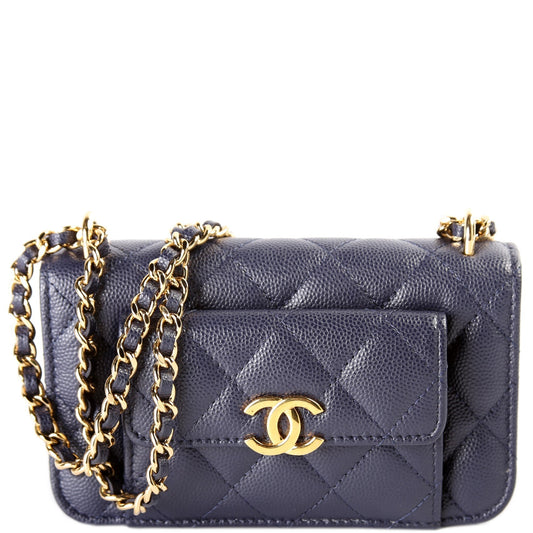 Chanel Pocket Twins Clutch On Chain Small Caviar Bag