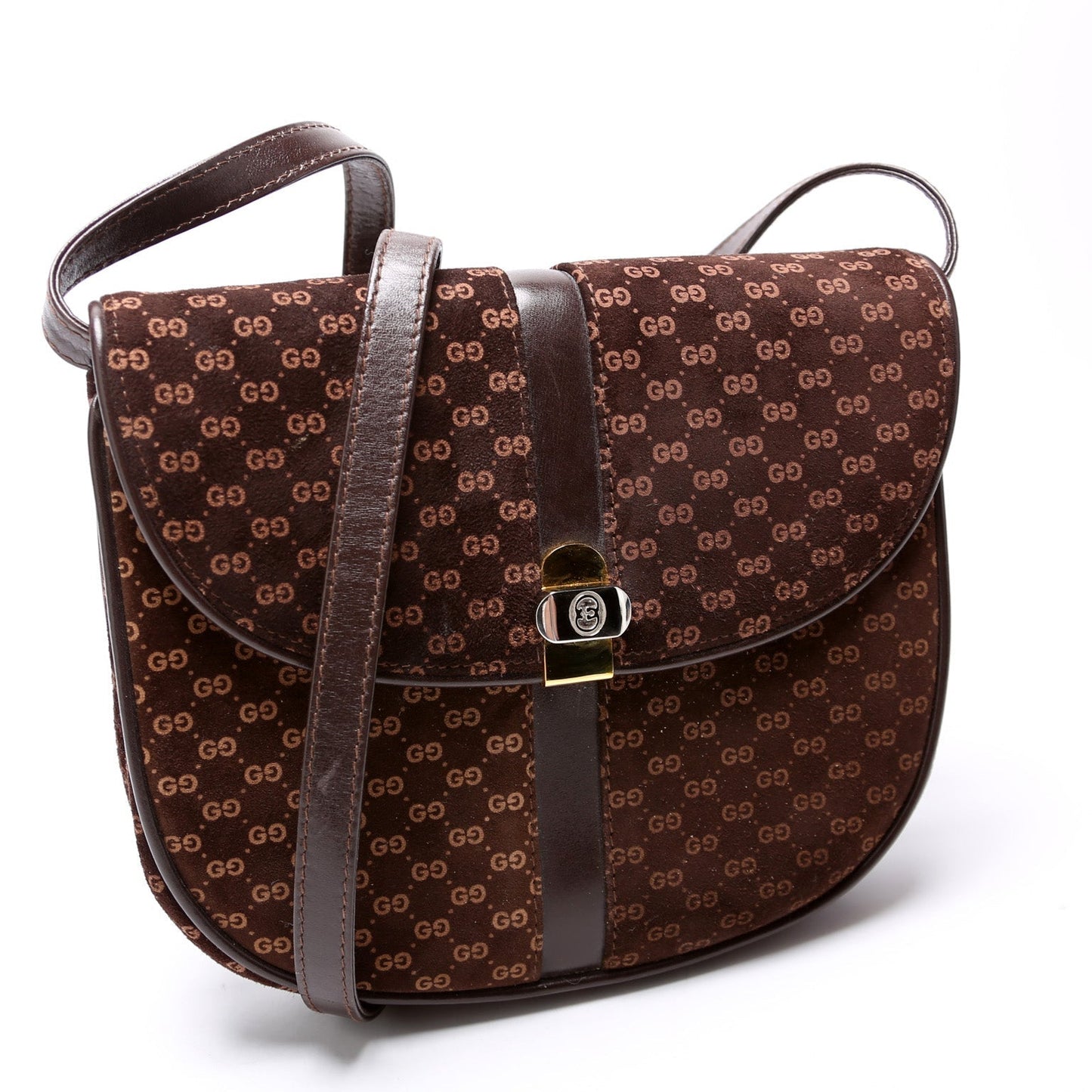 Gucci GG Suede Flap Shoulder Vintage Bag