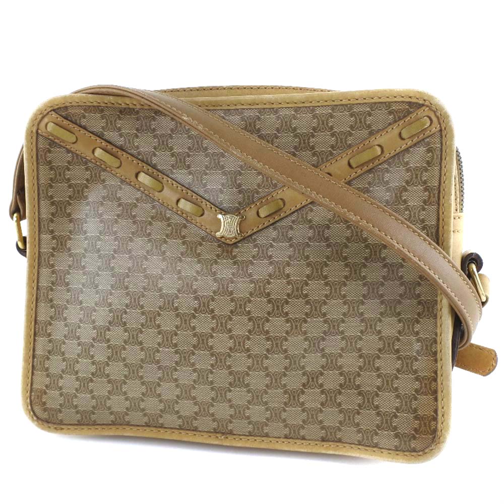 CELINE Shoulder Bag PVC Brown Macadam Women