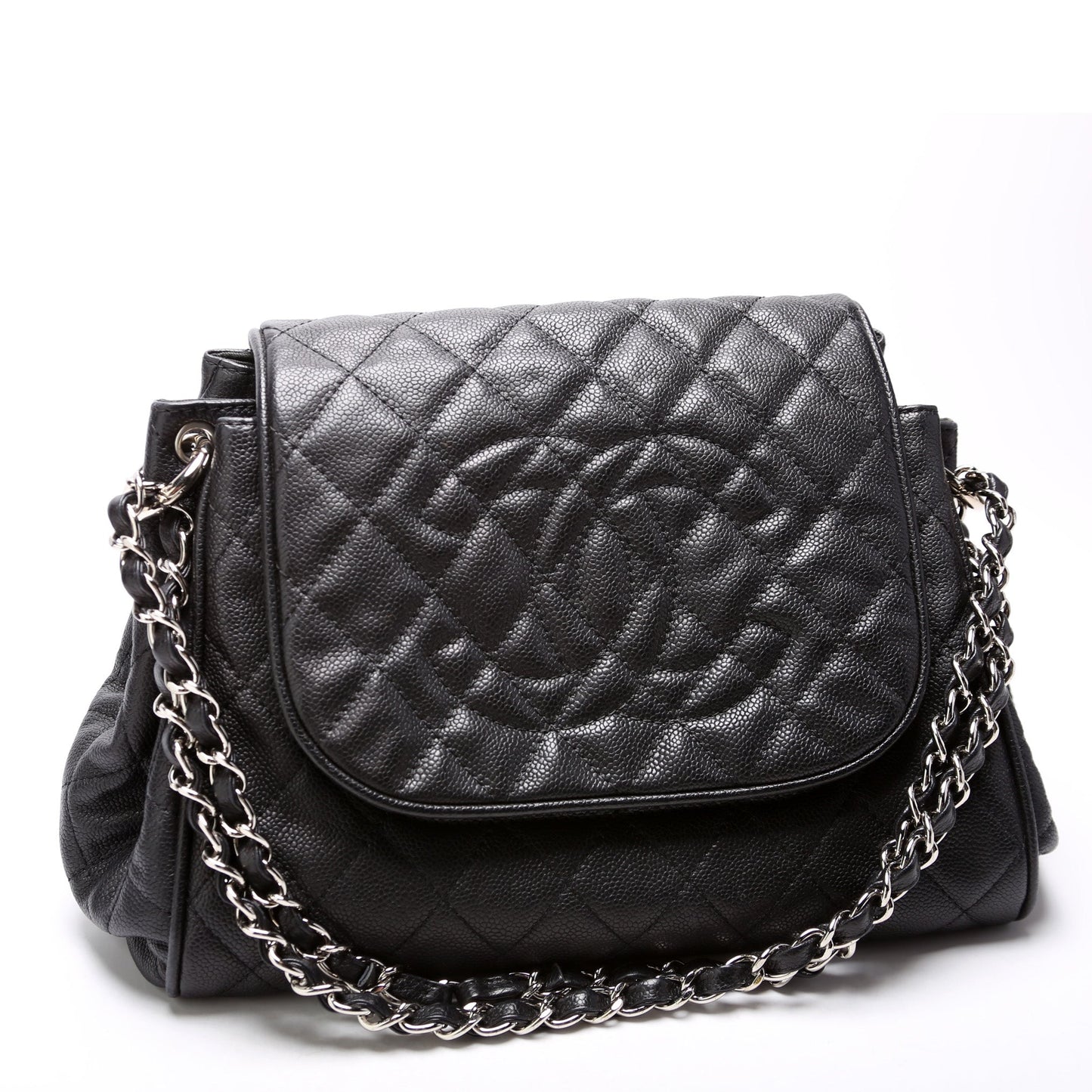 Chanel Timeless CC Accordion Flap Quilted Caviar 12M Bag