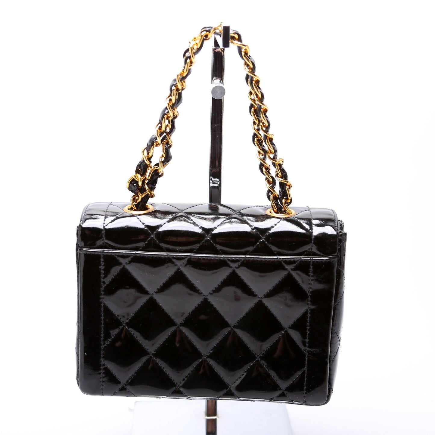 Chanel CC Double Chain Handle Mini Flap Patent Vintage Bag