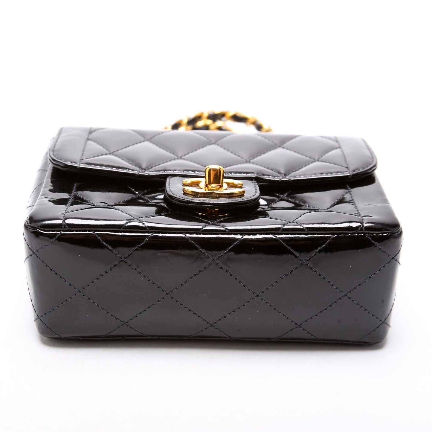 Chanel CC Double Chain Handle Mini Flap Patent Vintage Bag