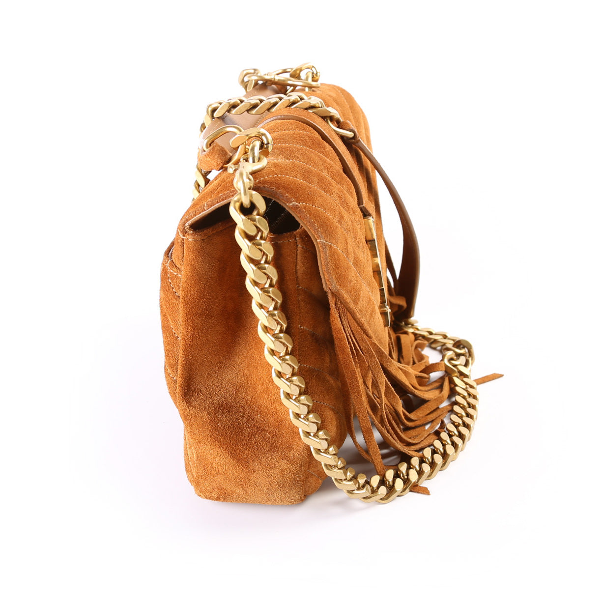 Saint Laurent College Medium Suede Fringe 531705 Bag