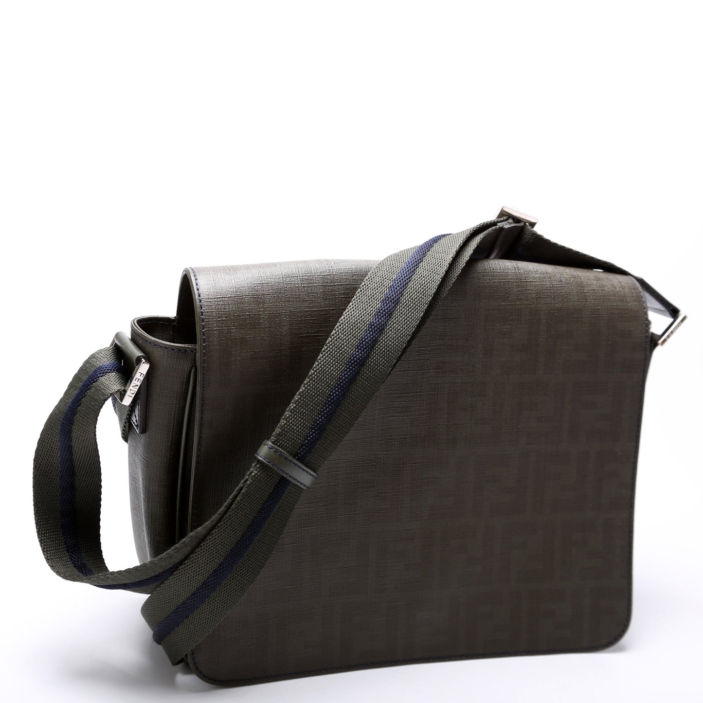 Fendi 7VA258 Zucca Spalmati Coated Canvas Messenger Bag