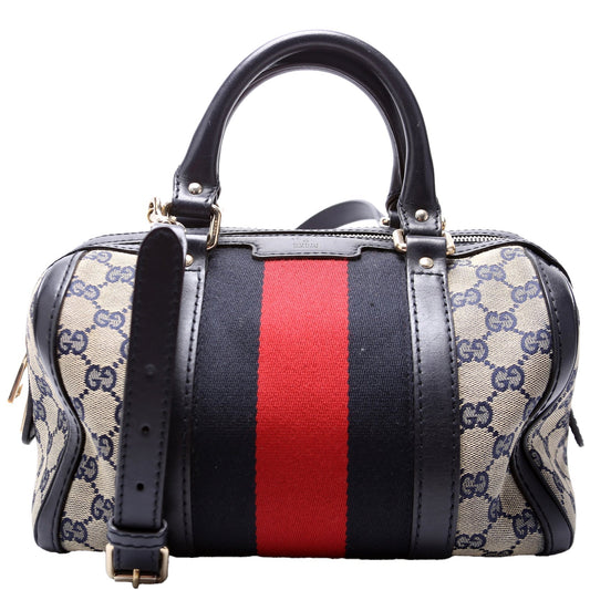 Gucci 269876 GG Canvas Web Small Boston Bag