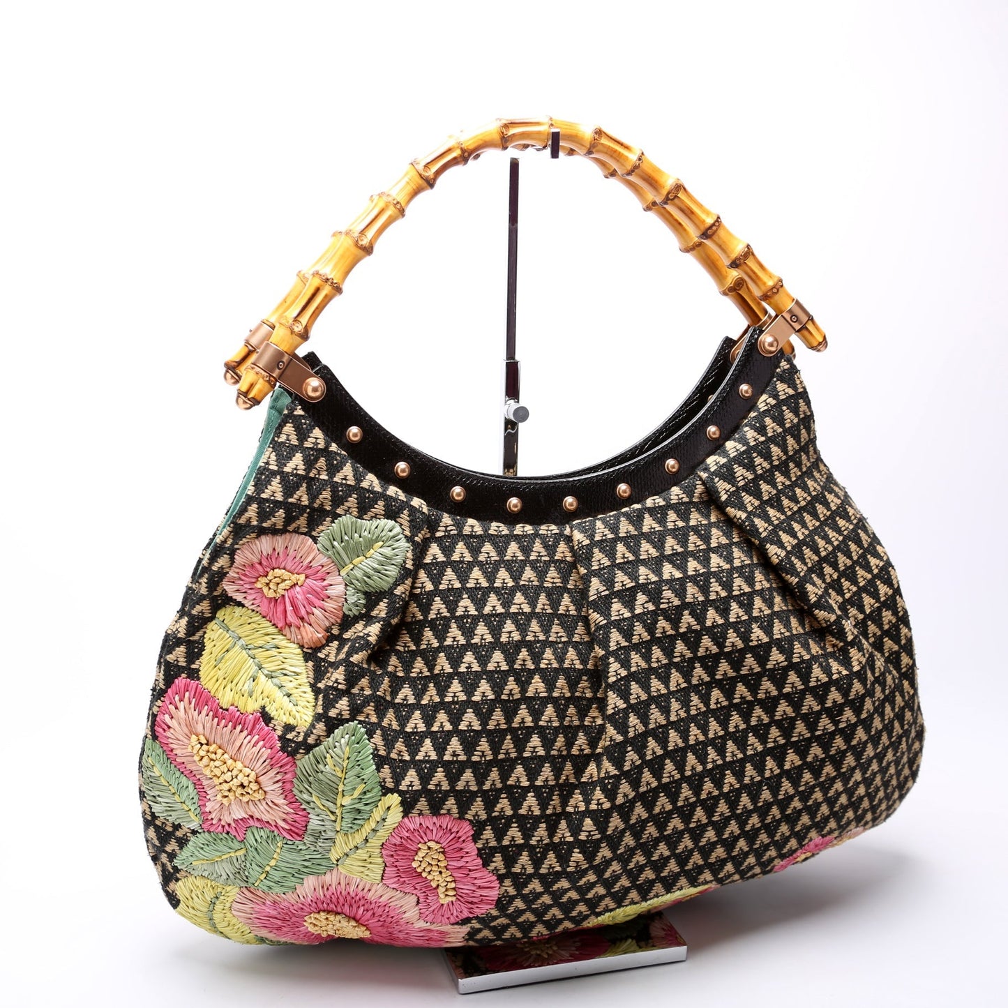 Gucci 125584 Bamboo Raffia Bag