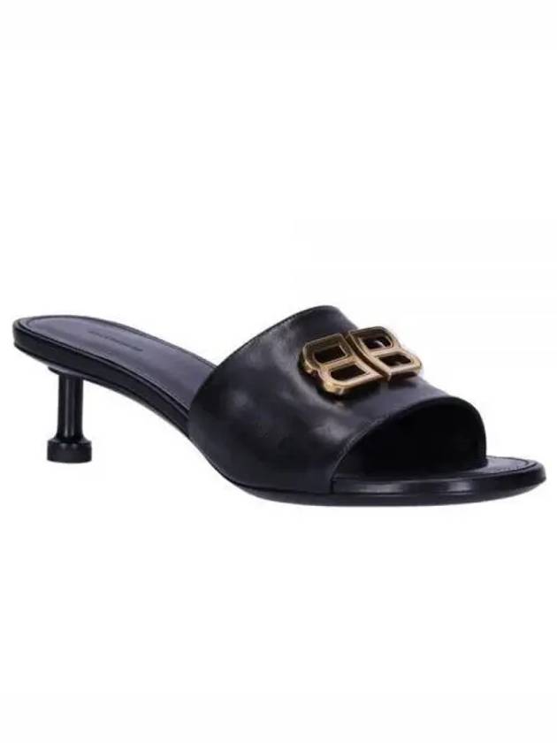 Luxury Balenciaga Trending 2026 BB Leather Slipper Heels Black
