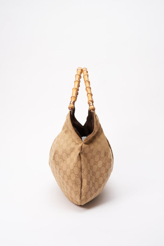 Gucci Bamboo Leather Canvas Shoulder Bag Style 3