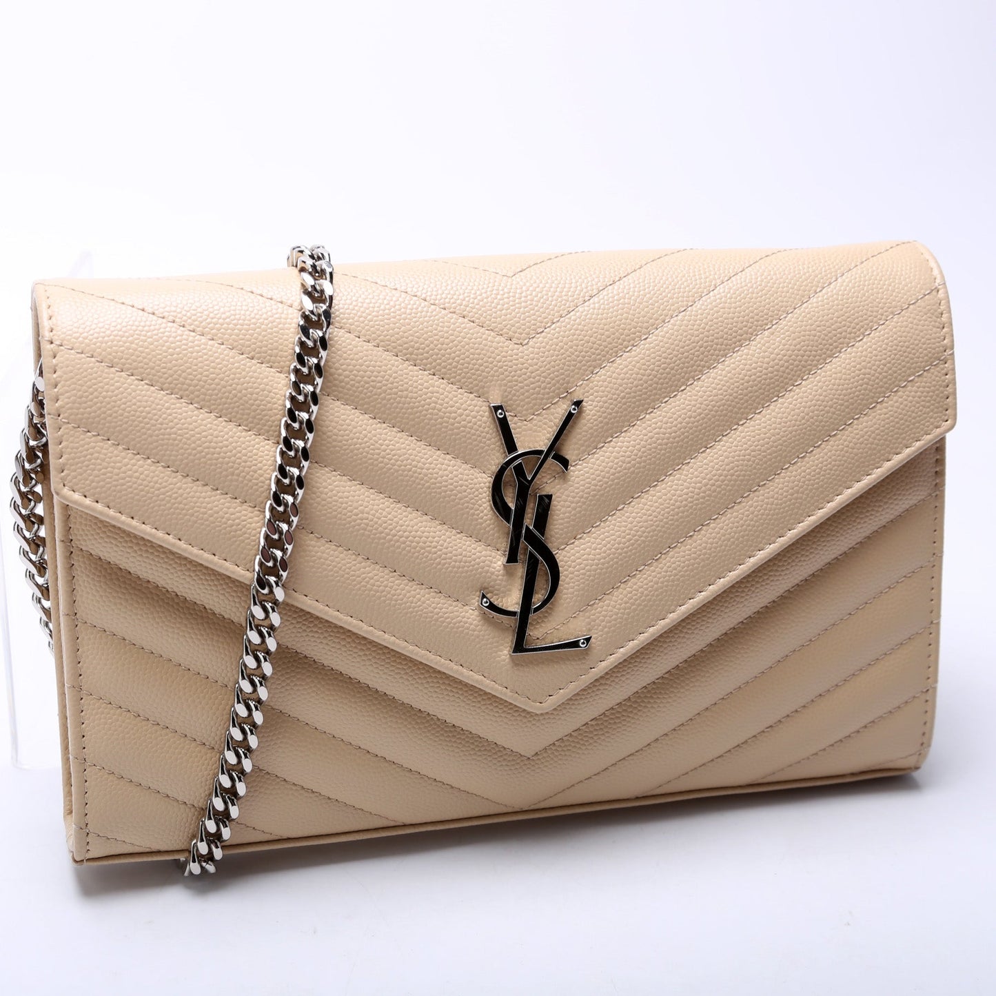 Saint Laurent Grain De Chain Wallet Cream 337828 Bag