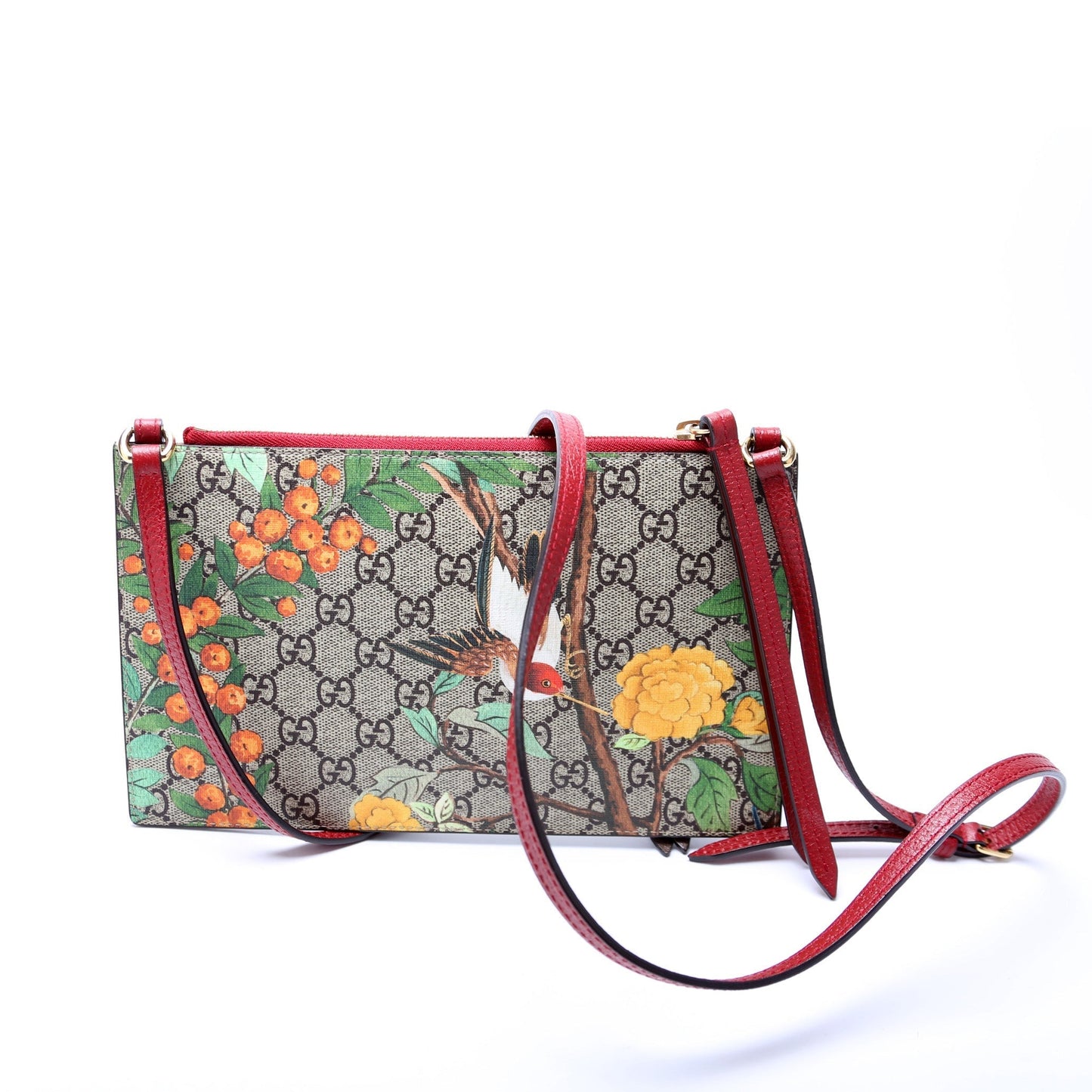 Gucci 454111 GG Supreme Tian/Bengal Double Zip Shoulder Bag