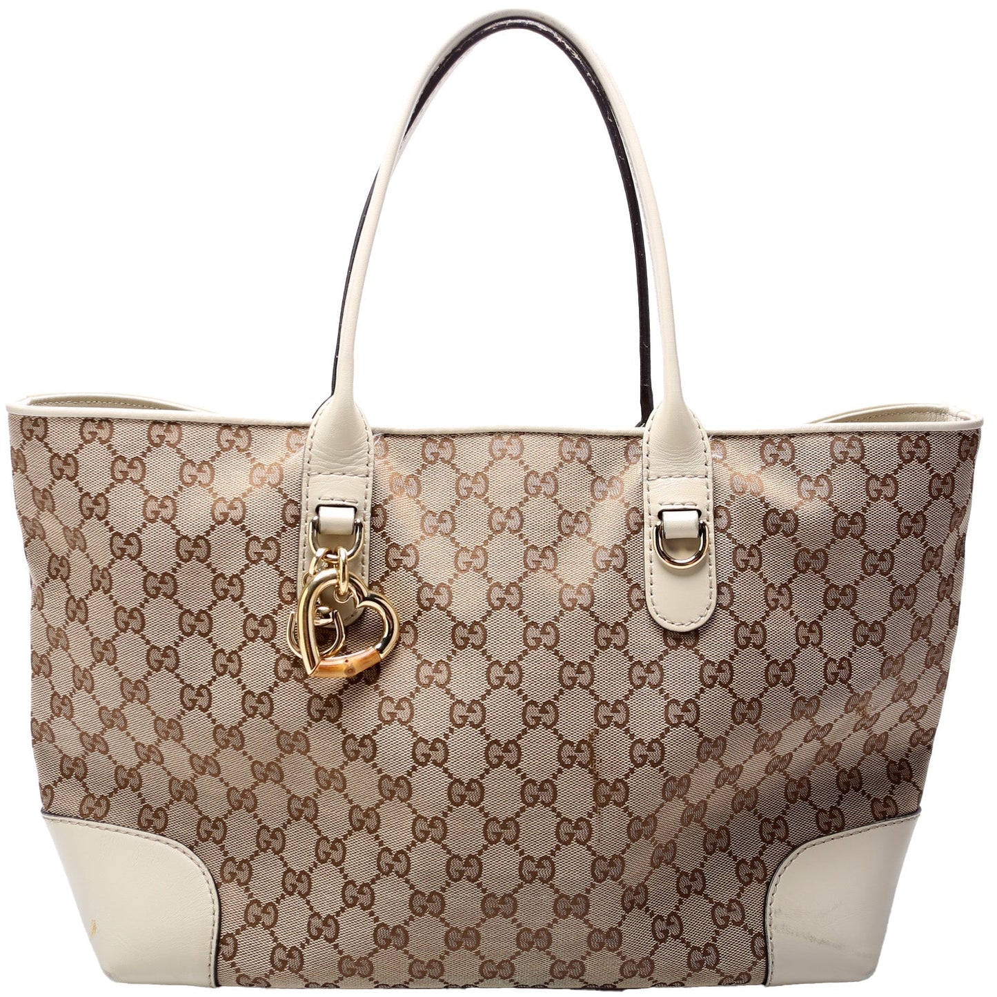 Gucci 269956 GG Canvas Heart Bit Charm Tote Bag