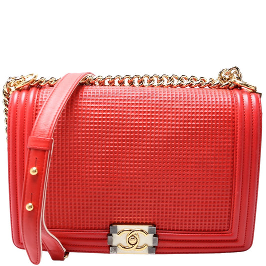 Chanel Boy Flap Medium New Cube Embossed Lambskin 15-20M Bag