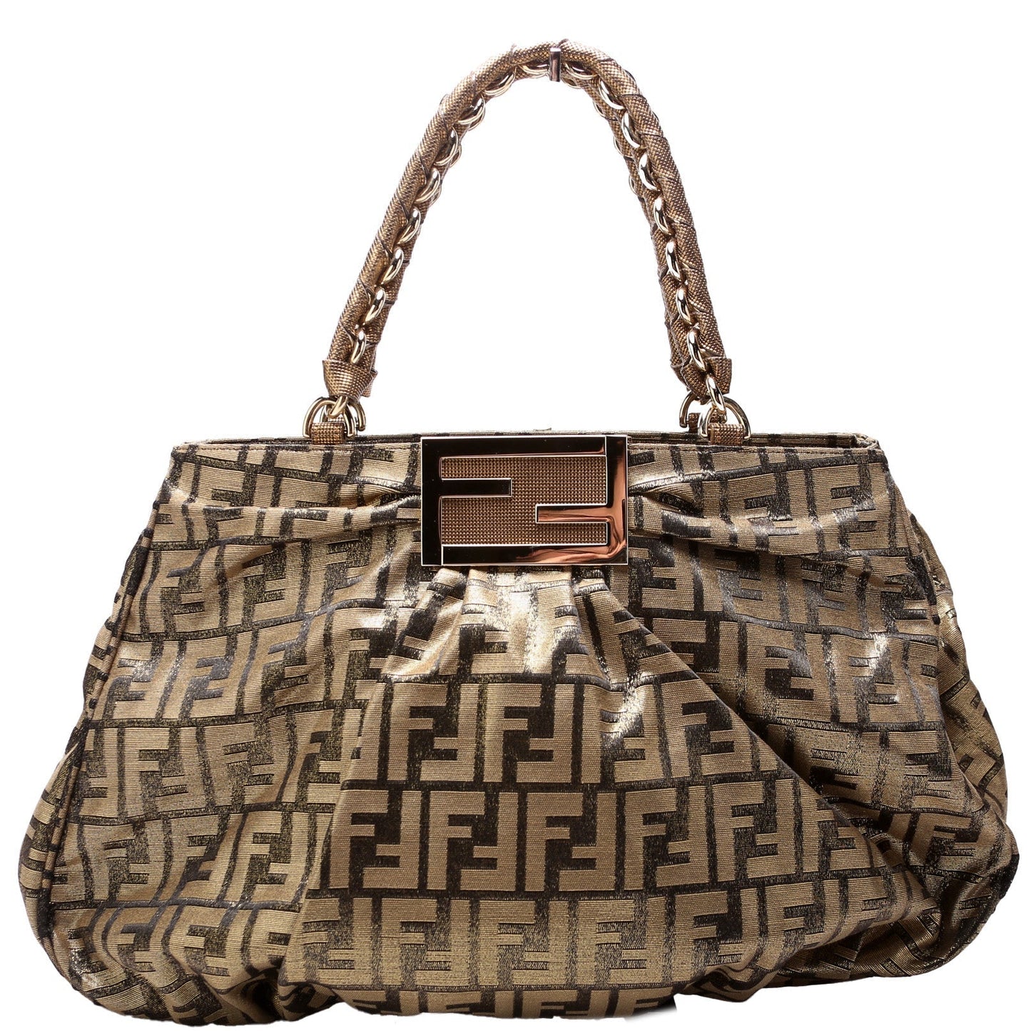 Fendi Mia Tote Metallic Zucca Canvas Large Bag