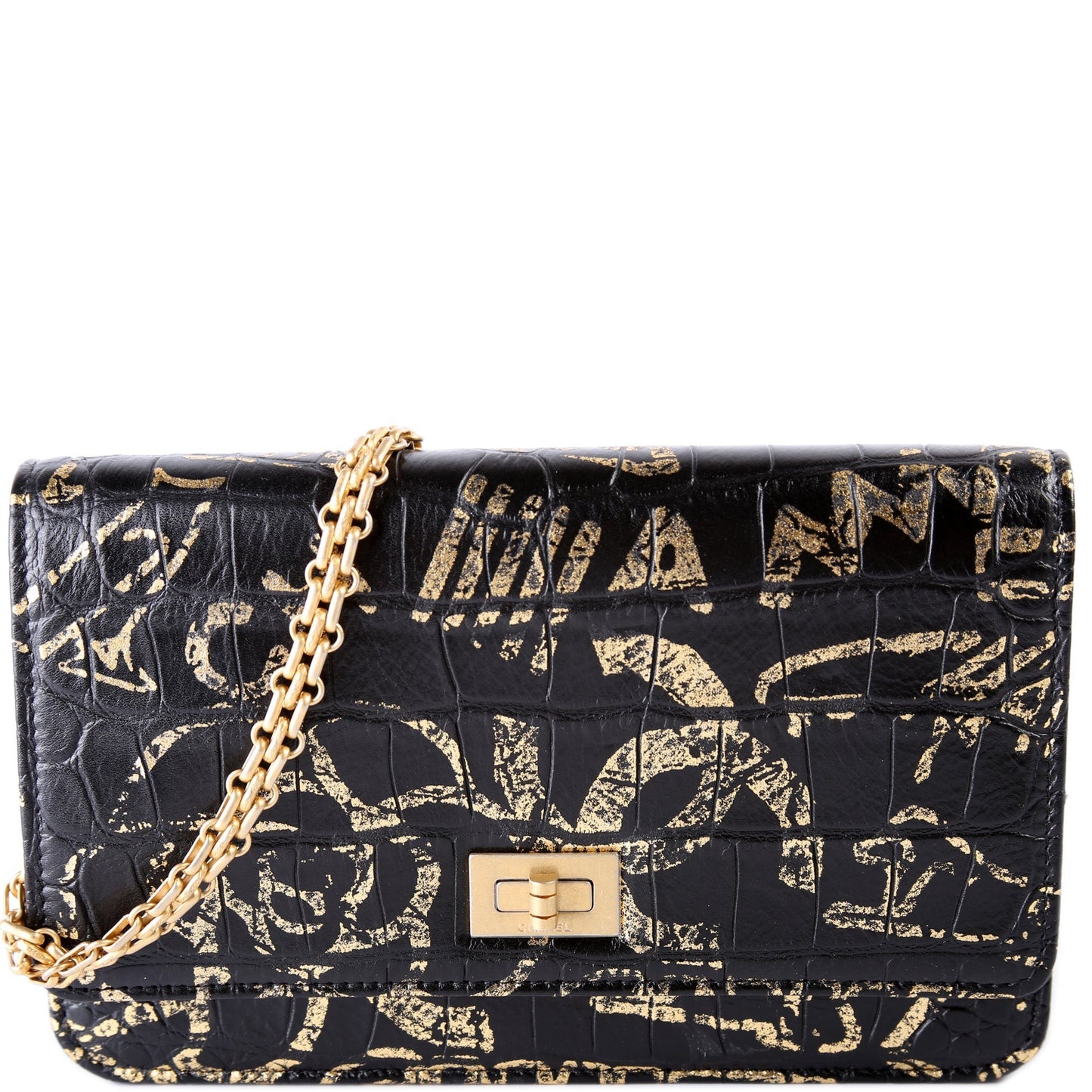 Chanel WOC 2.55 Crocodile Embossed Graffiti Calfskin 28M Bag