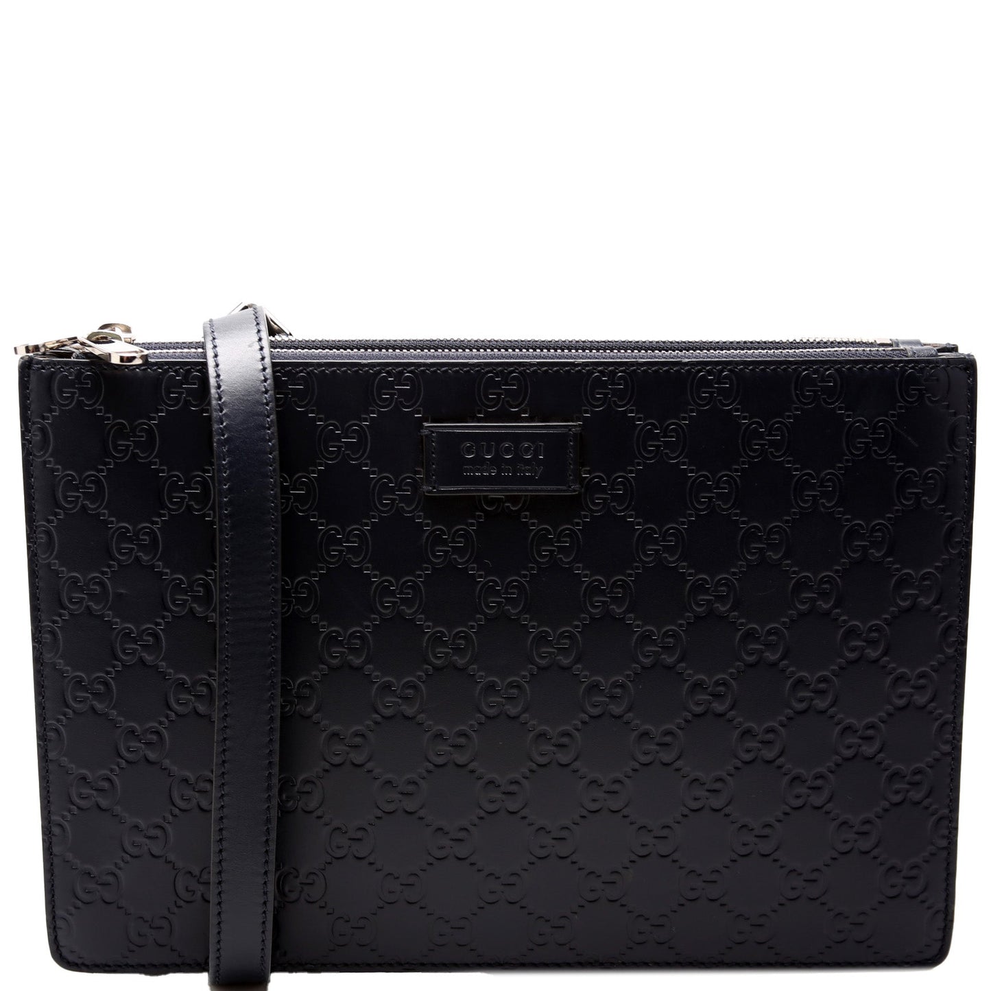 Gucci 450953 GG Leather Double Zip Messenger Bag