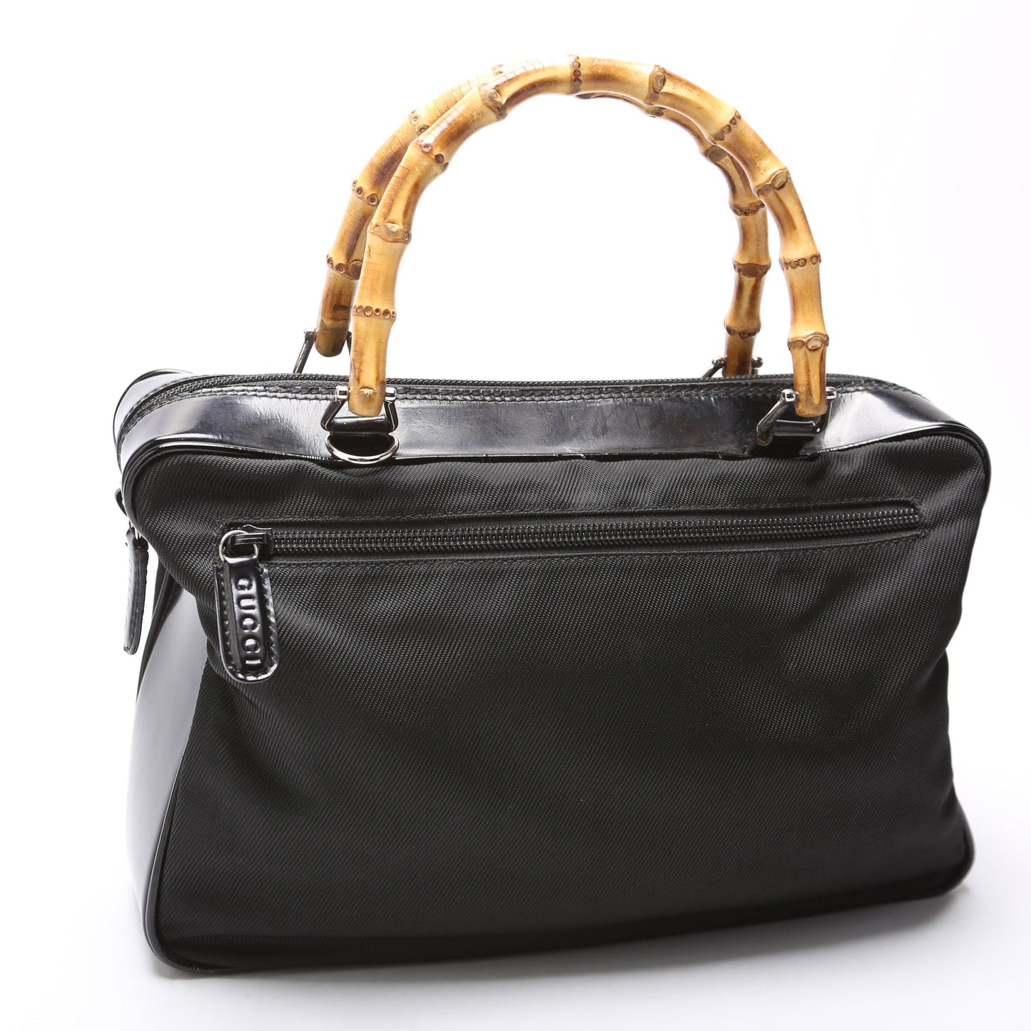 Gucci 000.2040 Nylon/Patent Bamboo Handle Vintage Bag