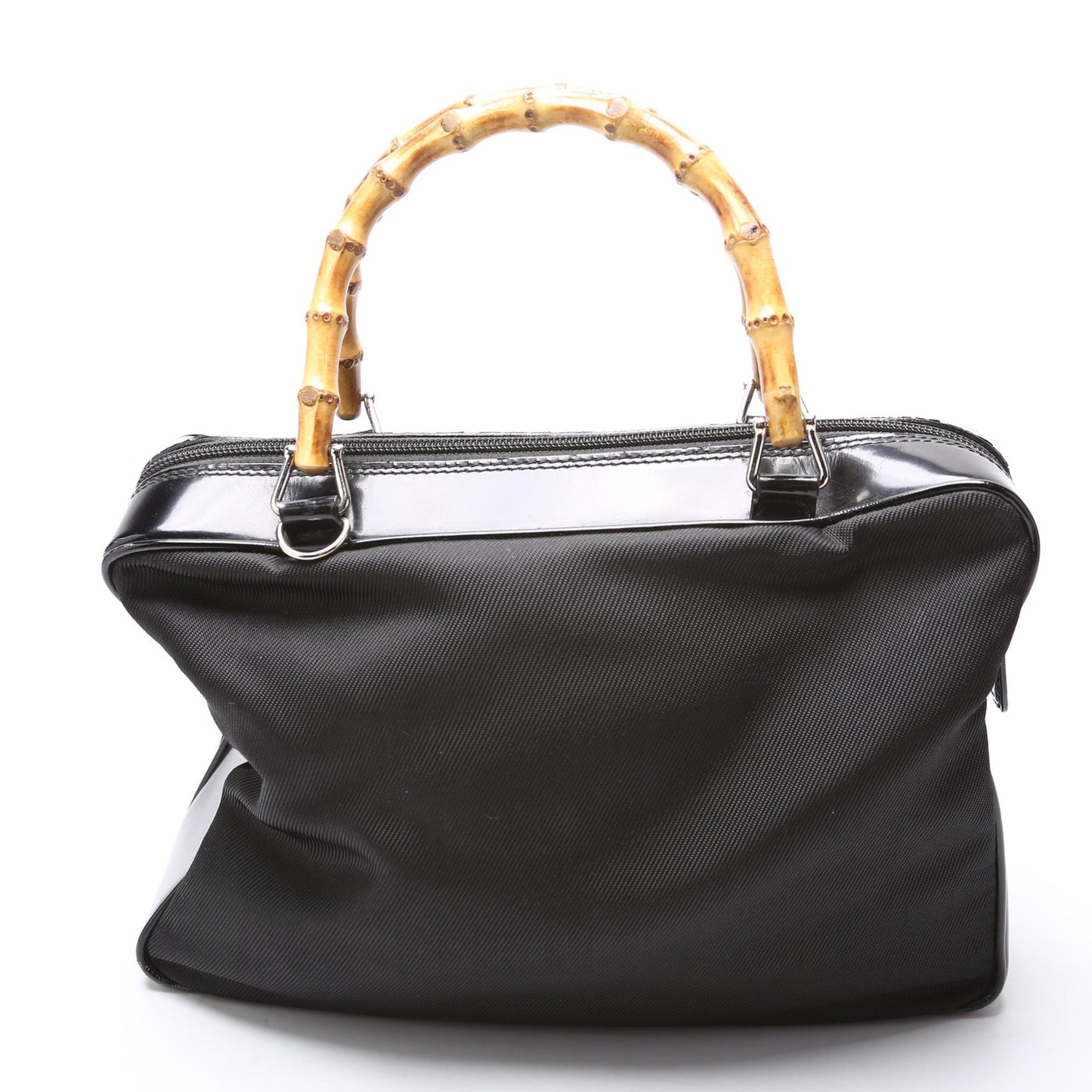 Gucci 000.2040 Nylon/Patent Bamboo Handle Vintage Bag