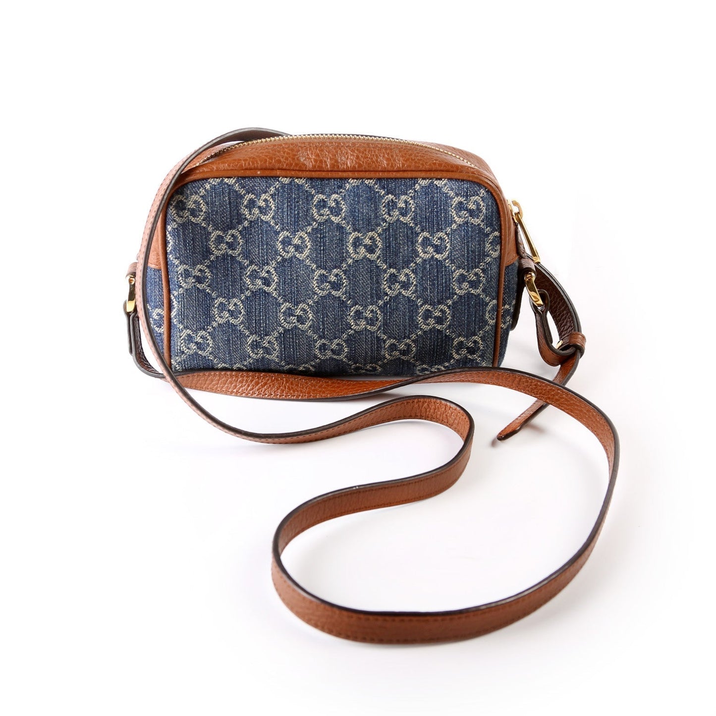 Gucci 517350 GG Denim Mini Ophidia Bag