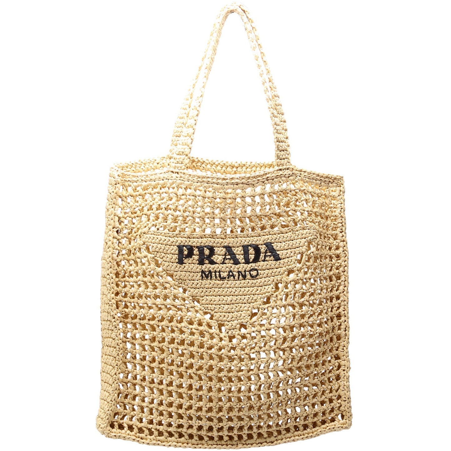 Prada Raffia Crochet Tote Bag