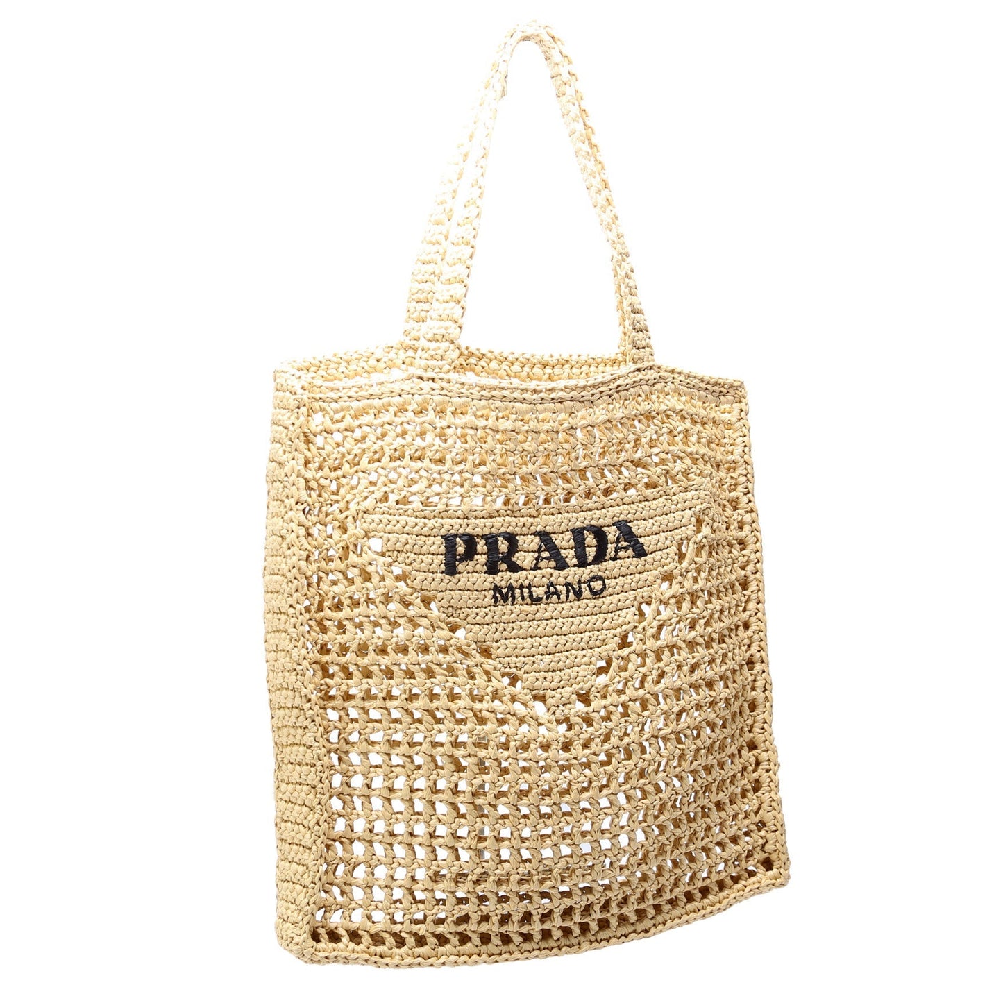 Prada Raffia Crochet Tote Bag